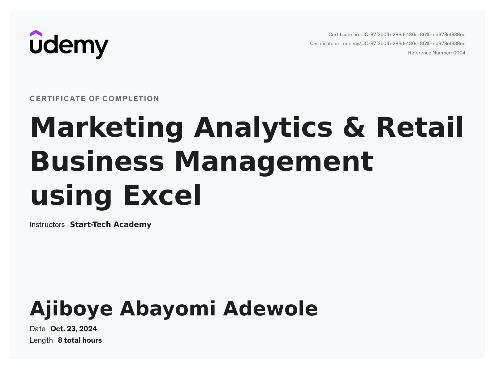 Marketing Analytics & Retail Business Management